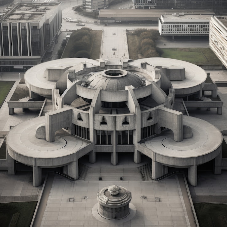 Foto grátis edifício inspirado no neo-brutalismo