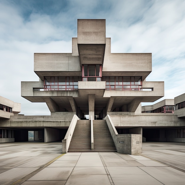 Foto grátis edifício inspirado no neo-brutalismo