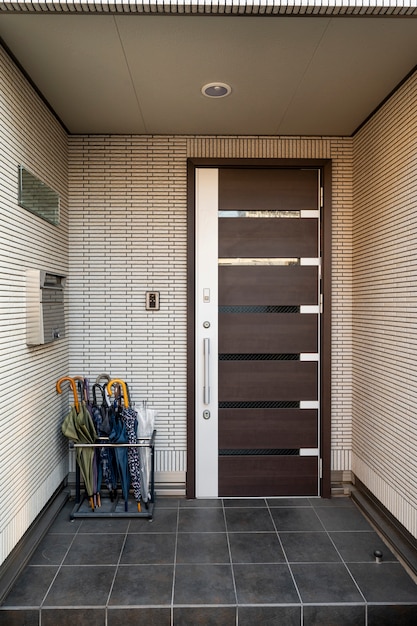Edifício japonês de entrada de casa moderna
