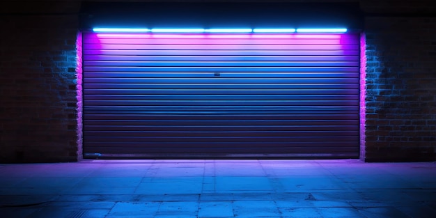 Foto grátis efeitos de iluminação de néon em uma porta de garagem