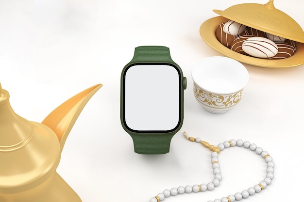 Eid smart watch com frente de chocolate em fundo branco