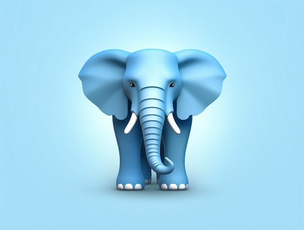 Foto grátis elefante azul em estúdio