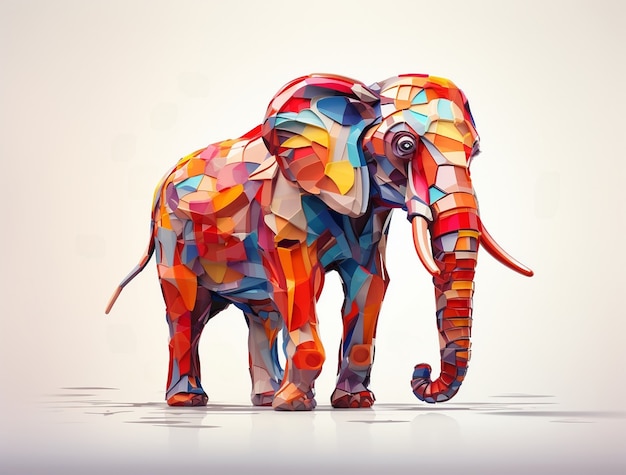 Elefante de desenho de mosaico em estúdio
