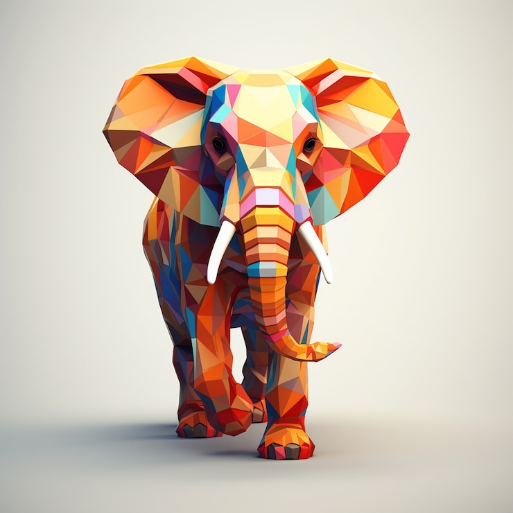Foto grátis elefante de desenho de mosaico em estúdio