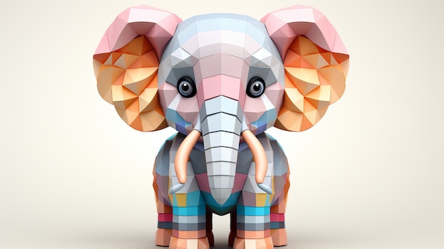 Foto grátis elefante de desenho de mosaico em estúdio