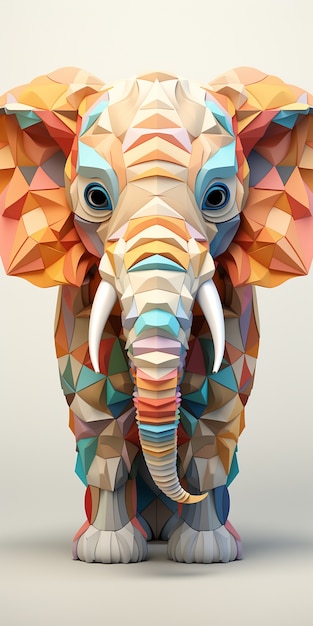 Elefante de desenho de mosaico em estúdio