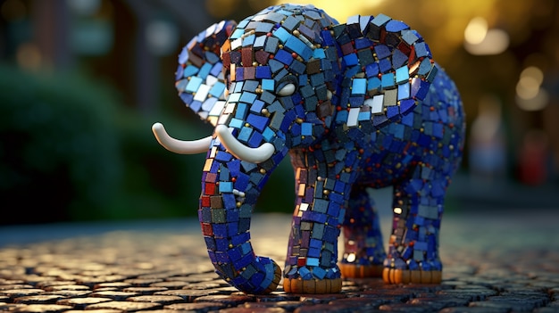 Foto grátis elefante de desenho em mosaico