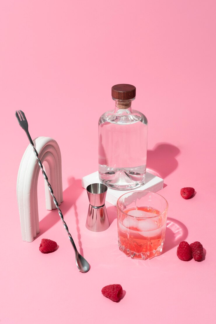 Foto grátis elegante arranjo de álcool vegano