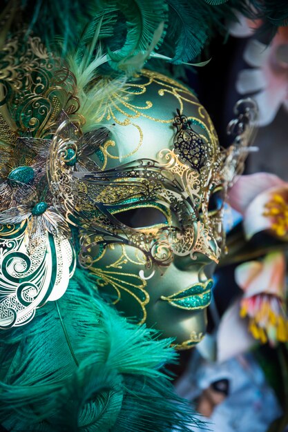 Elegante, máscara, de, veneziano, carnaval