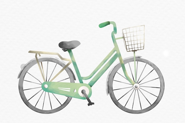 Elemento de desenho aquarela verde bicicleta