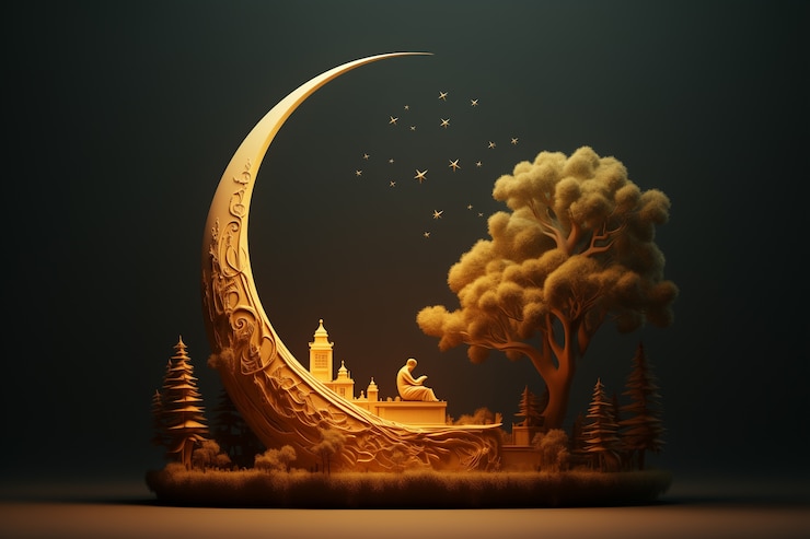 Foto grátis elementos 3d para a celebração islâmica do ramadã