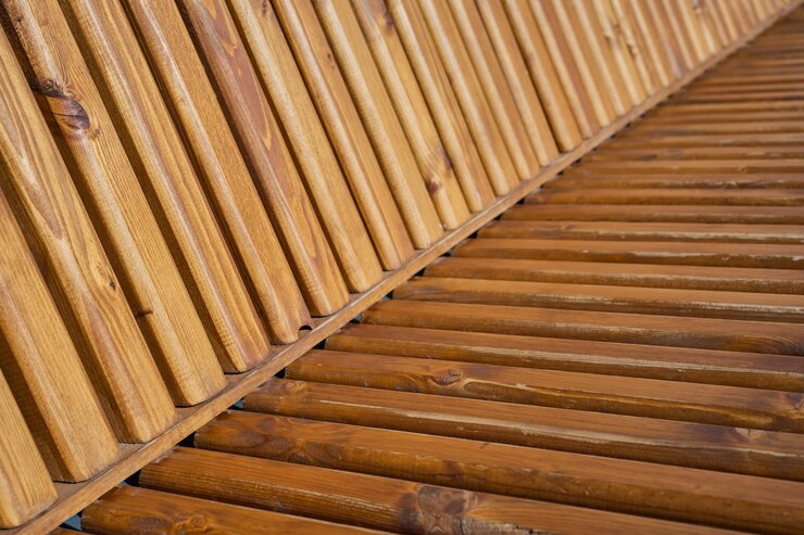 Foto grátis elementos de um banco de madeira ripas de madeira gradiente marrom agradável detalhe de móveis de rua de fundo abstrato como imagem de fundo