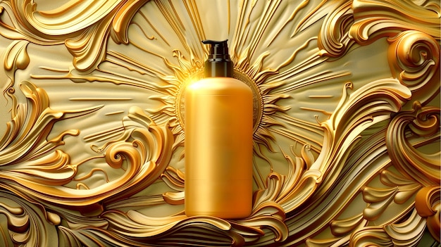 Foto grátis embalagem de produtos cosméticos com fundo em relevo solar inspirado no art nouveau