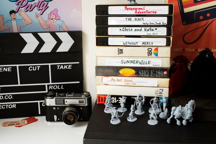 Foto grátis embalagem retrô vhs ainda vida