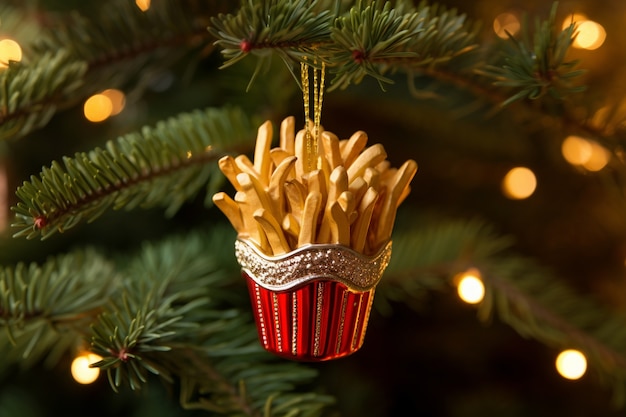 Foto grátis enfeite de batata frita para árvore de natal