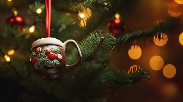 Foto grátis enfeite de caneca de árvore de natal