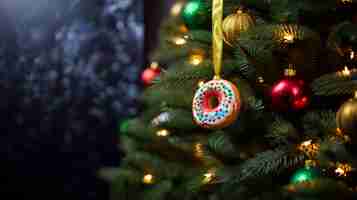 Foto grátis enfeite de donut para árvore de natal