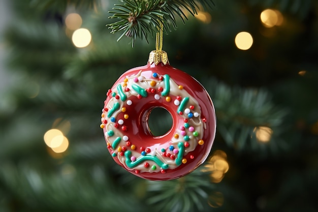 Foto grátis enfeite de donut para árvore de natal