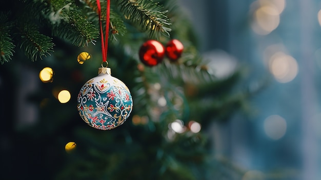 Foto grátis enfeite de globo de árvore de natal