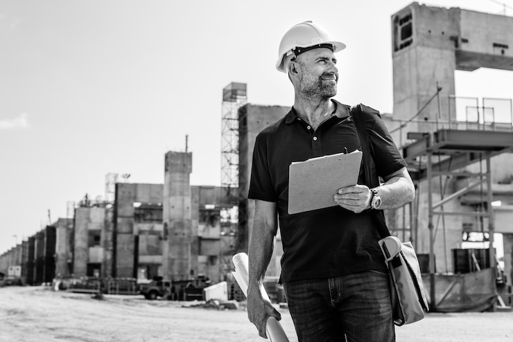 Foto grátis engenheiro de construção em um canteiro de obras