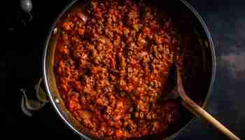 Foto grátis ensopado de carne pronto para comer com vegetais orgânicos gerados por ia