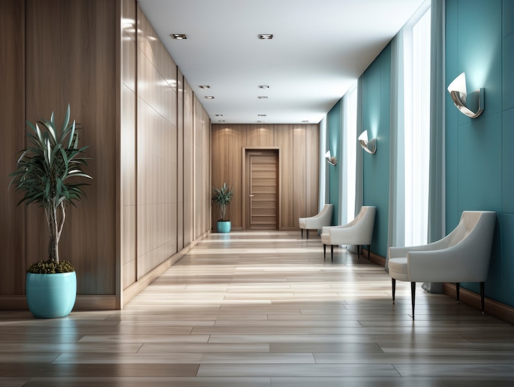 Foto grátis entrada de casa com móveis e decoração moderna