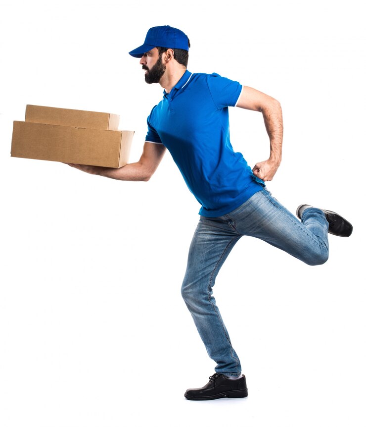 Foto grátis entrega, homem, executando, rapidamente