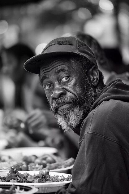 Foto grátis entretenimento de comida de rua monocromático