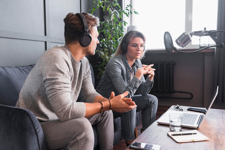 Foto grátis entrevista de homem e mulher