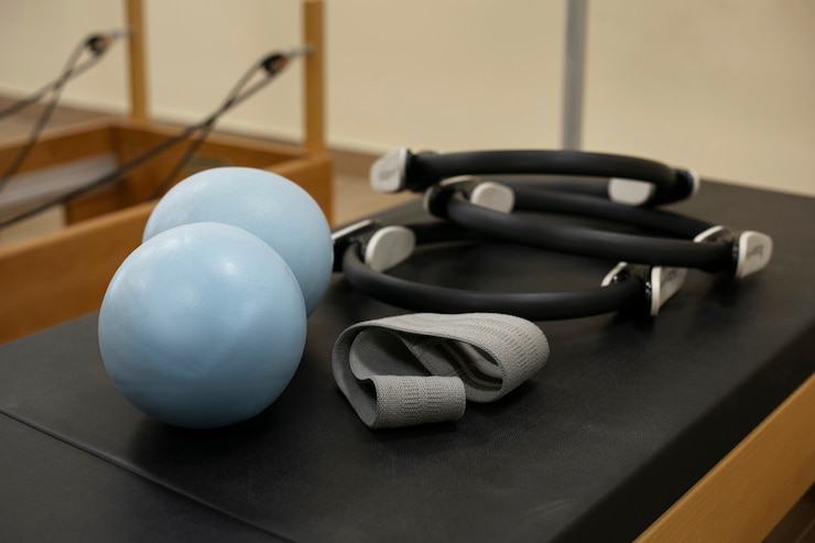 Foto grátis equipamento de aula de pilates em banco