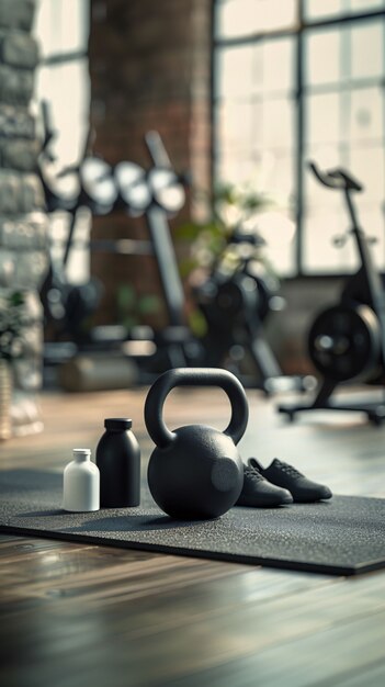 Equipamento de ginástica com kettlebell
