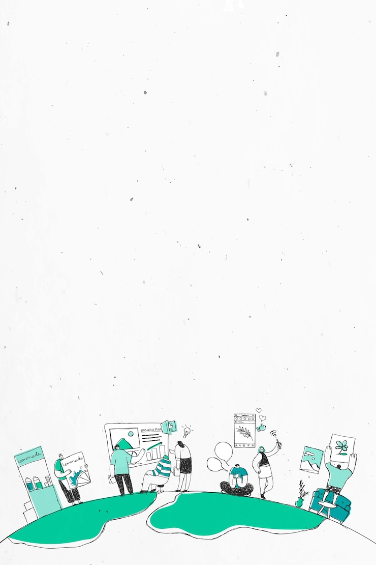 Foto grátis equipe de brainstorming branco e verde ilustração da arte do doodle