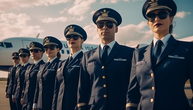 Equipe militar confiante em uniforme permanente ao ar livre gerado por IA