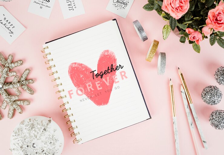 Foto grátis esboço de amor em um caderno