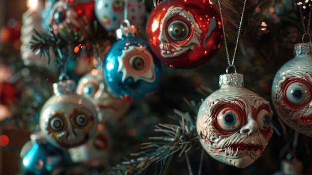 Escena de celebração de Natal em estilo escuro com cenário de terror