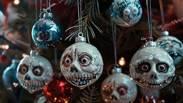 Escena de celebração de Natal em estilo escuro com cenário de terror