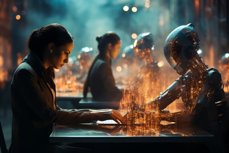 Foto grátis escena de negócios futurista com um ambiente ultra moderno