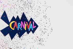 Foto grátis escrita de carnaval com recorte e glitter