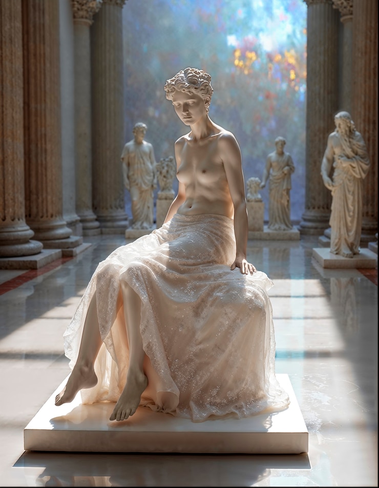 Foto grátis escultura de mármore em museu