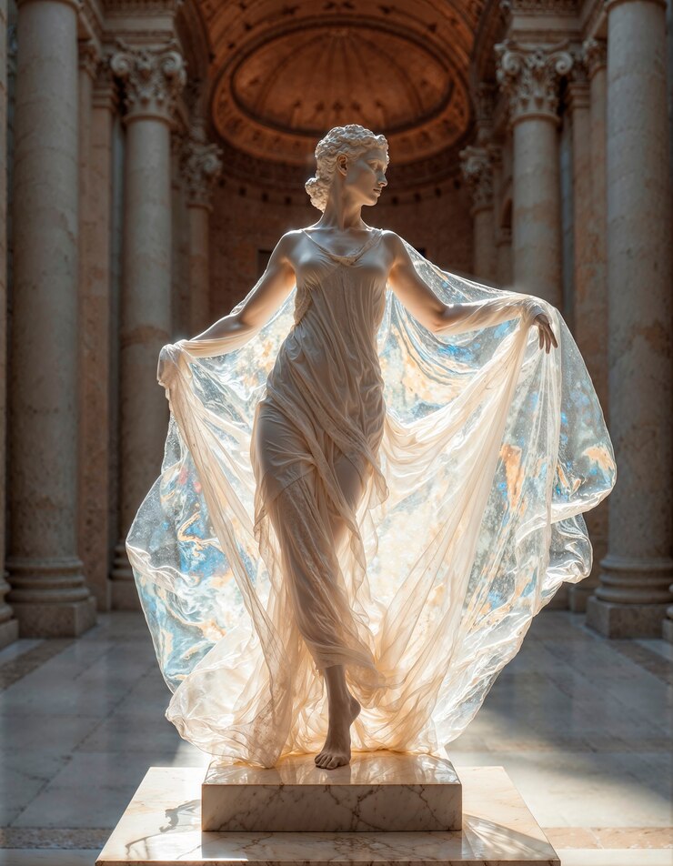 Foto grátis escultura de mármore em museu