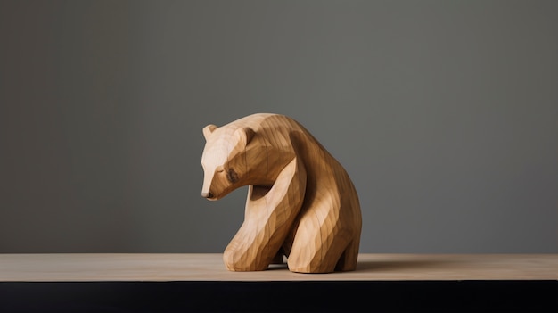 Foto grátis escultura de urso decorativa de madeira artesanal