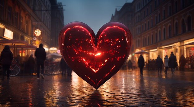 Escultura em forma de coração na rua