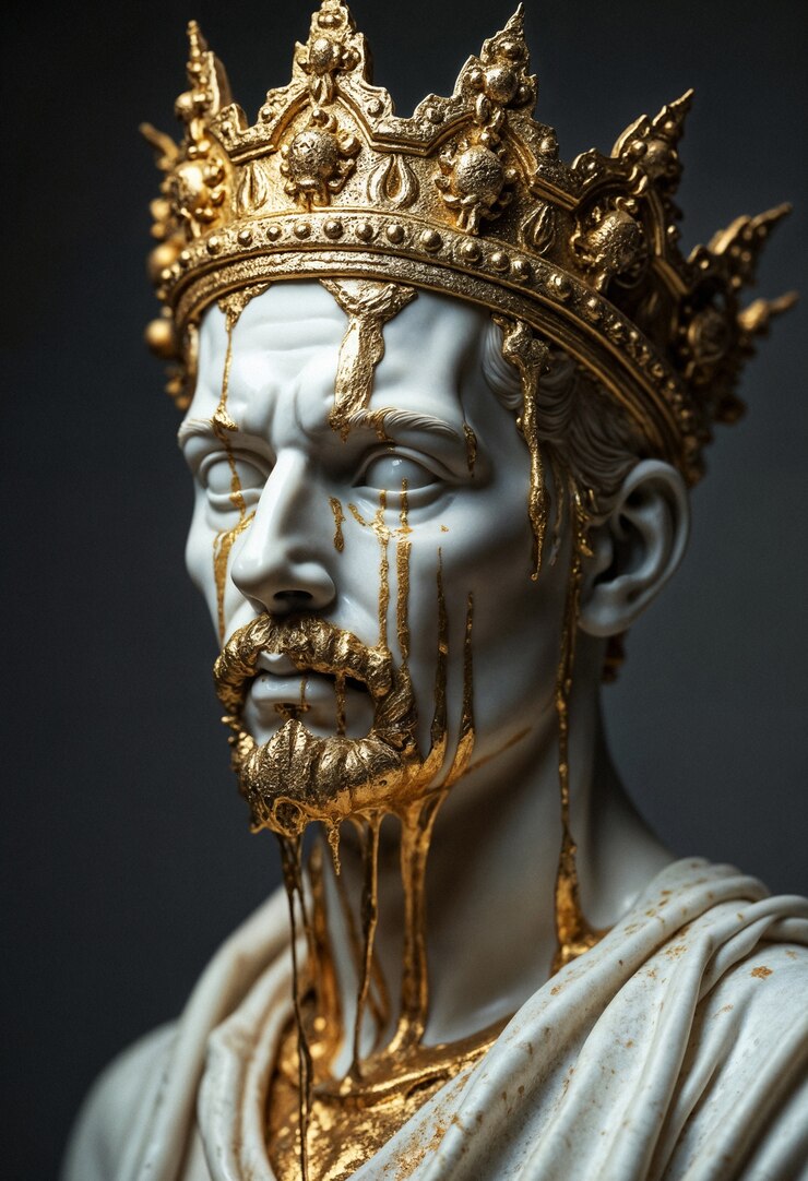 Foto grátis escultura grega do rei dourado