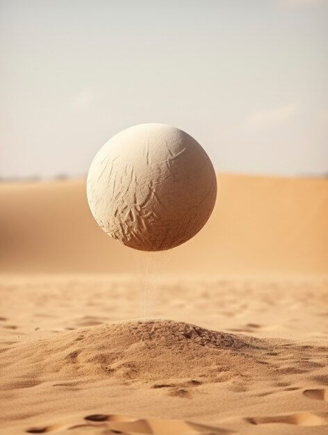 Esfera 3d criativa abstrata com paisagem desértica