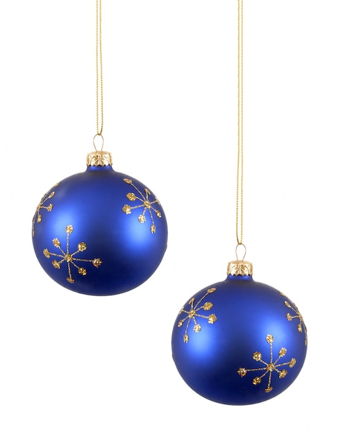 Esferas azuis do Natal de árvores ou enfeites
