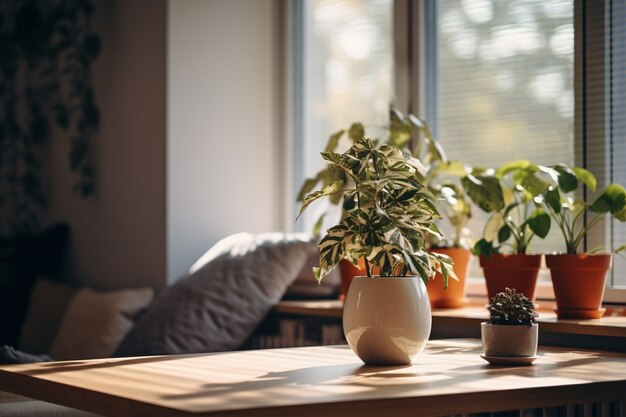 Espaço interior decorado em estilo boho