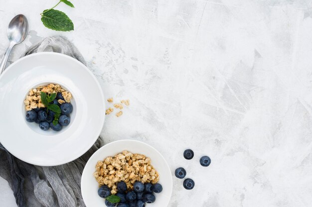 Espaço para cópia de comida de manhã saudável