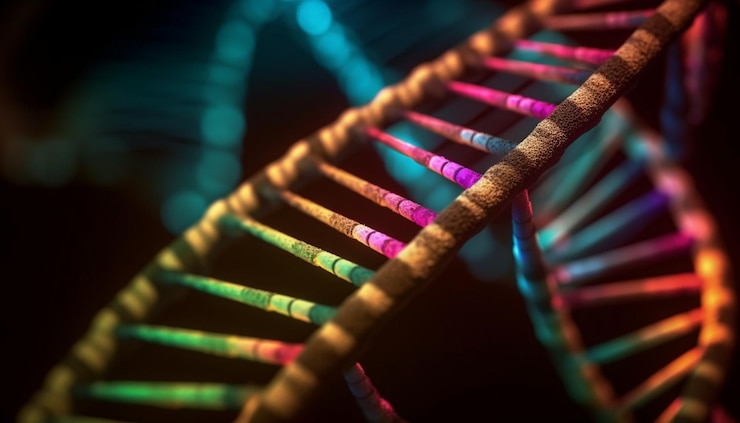Foto grátis espiral brilhante de formas moleculares multicoloridas geradas por ia