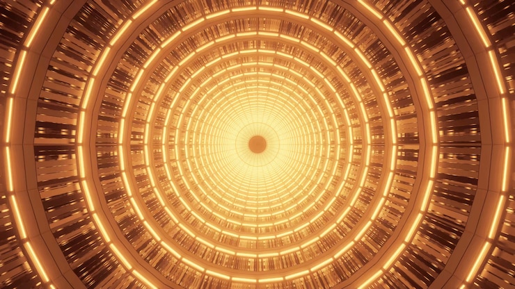 Foto grátis espiral dourada brilhante com lindos efeitos de luz laranja abstratos