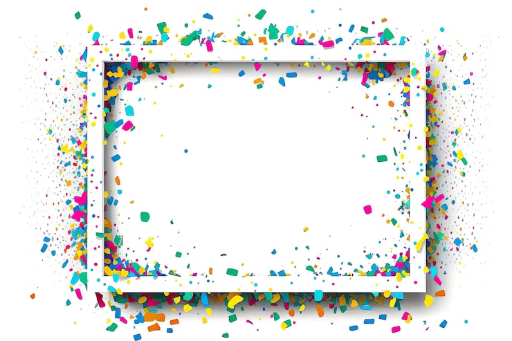 Foto grátis espirrando confetes coloridos no quadro em fundo branco ai generative